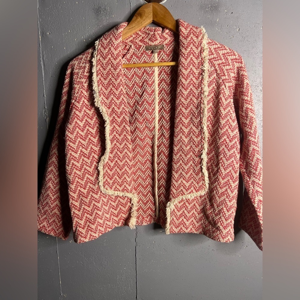 LILLA P Red Chevron Cotton Jacket.  Size Small